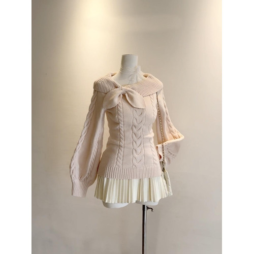 奈奈風兔耳結針織衫收腰毛衣女秋冬新款套頭顯瘦學院風jk毛衫