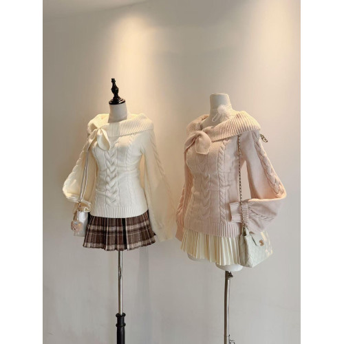 奈奈風兔耳結針織衫收腰毛衣女秋冬新款套頭顯瘦學院風jk毛衫