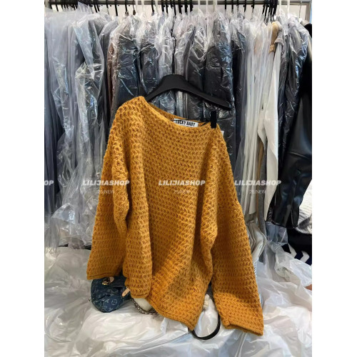 十三行2025秋季新款韓版時尚百搭寬松顯瘦斜肩套頭粗線針織衫毛衣 十三行2025秋季新款韓版時尚百搭寬松顯瘦斜肩套頭粗線針織衫毛衣