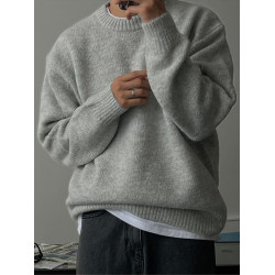 SSUMENAM「老錢風  深秋穿搭」棕色毛衣男秋冬保暖休閒百搭針織衫