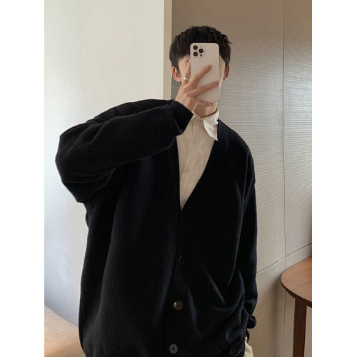 開衫毛衣男士秋冬韓版潮流寬松純色學院風針織衫ins潮牌百搭外套