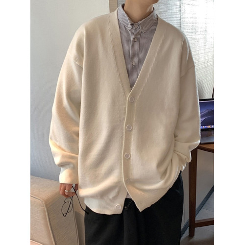 開衫毛衣男士秋冬韓版潮流寬松純色學院風針織衫ins潮牌百搭外套