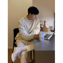 潮流新款東大門韓國男裝翻領毛衣男設計師polo領親膚寬松針織衫