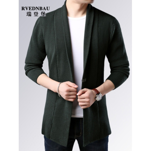 春秋季韓版chic港風針織開衫男士帥氣中長款加厚毛衣外套男裝線衫