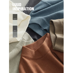 LUUD 日常內搭修身打底針織衫復古簡質純色青年通勤半高領毛衣男