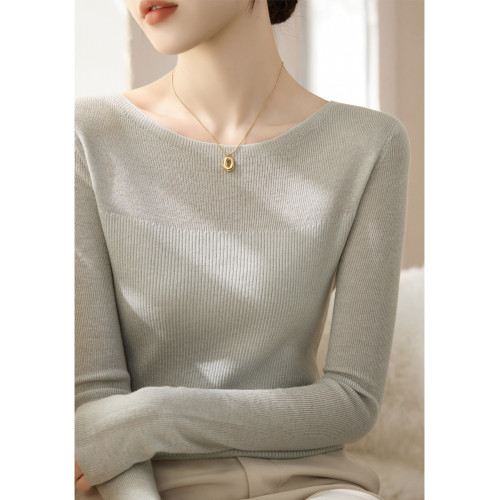 高級內搭針織打底衫毛衣女裝秋冬2025新款純色一字肩長袖正肩上衣