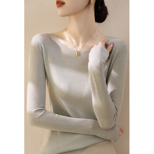 高級內搭針織打底衫毛衣女裝秋冬2025新款純色一字肩長袖正肩上衣