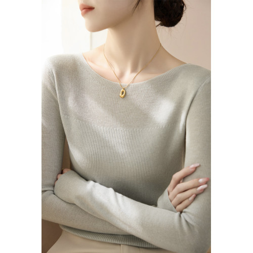 高級內搭針織打底衫毛衣女裝秋冬2025新款純色一字肩長袖正肩上衣