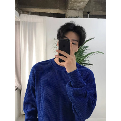 MRCYC男毛衣針織衫秋冬小清新打底衫套頭圓領日系休閒保暖毛衫