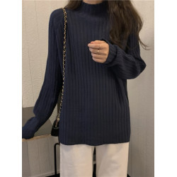 大碼女裝韓版新款百搭慵懶寬松加厚上衣秋冬季胖MM套頭半高領毛衣