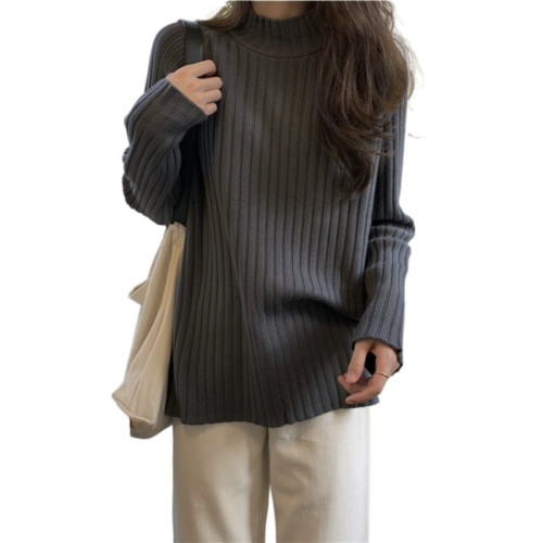 大碼女裝韓版新款百搭慵懶寬松加厚上衣秋冬季胖MM套頭半高領毛衣