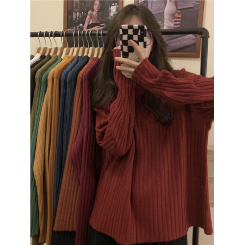 大碼女裝韓版新款百搭慵懶寬松加厚上衣秋冬季胖MM套頭半高領毛衣