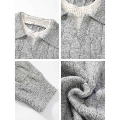 【敖瑞鵬代言】GLM官方法式復古麻花針織衫翻領毛衣男款冬季上衣