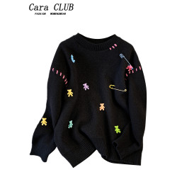 Cara CLUB大碼加厚甜美風針織毛衣女早秋季時尚氣質顯瘦減齡上衣