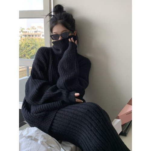 法式慵懶風黑色高領套頭毛衣女秋冬軟糯高級感氣質加厚針織衫上衣