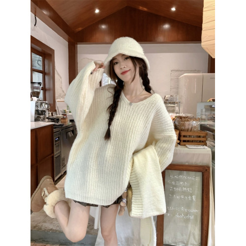 慵懶風寬松長袖連帽毛衣女初秋穿搭韓系爆款通勤針織衫兩件套上衣