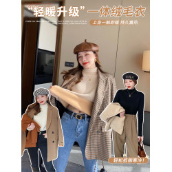 加絨打底衫女2025新款白色毛衣秋冬內搭加厚一體絨半高領冬季上衣