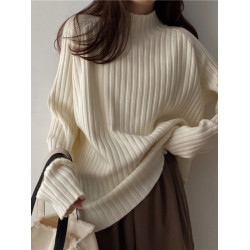 大碼咖色毛衣女早春秋冬季胖mm中長款寬松慵懶風半高領針織打底衫