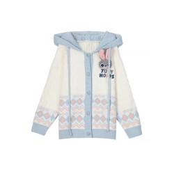 瘋狂動物城硃迪尼克學院風菱格拼色連帽毛衣開衫針織外套女秋冬季