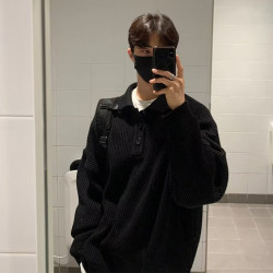 美式cityboy針織polo衫男高級感寬松套頭毛衣翻領外套襯衣羊毛衫