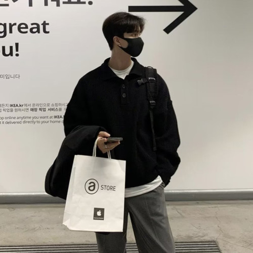 美式cityboy針織polo衫男高級感寬松套頭毛衣翻領外套襯衣羊毛衫 美式cityboy針織polo衫男高級感寬松套頭毛衣翻領外套襯衣羊毛衫