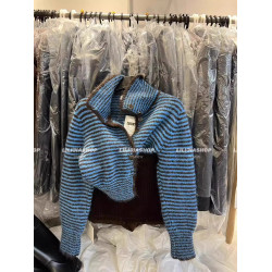 韓國東大門秋季新款韓版寬松顯瘦復古條紋針織開衫單排釦毛衣外套