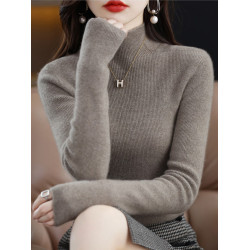 2025秋冬新款半高領100純色羊絨衫女毛衣修身內搭羊毛針織打底衫