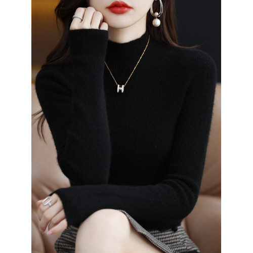 2025秋冬新款半高領100純色羊絨衫女毛衣修身內搭羊毛針織打底衫