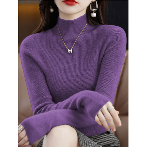 2025秋冬新款半高領100純色羊絨衫女毛衣修身內搭羊毛針織打底衫