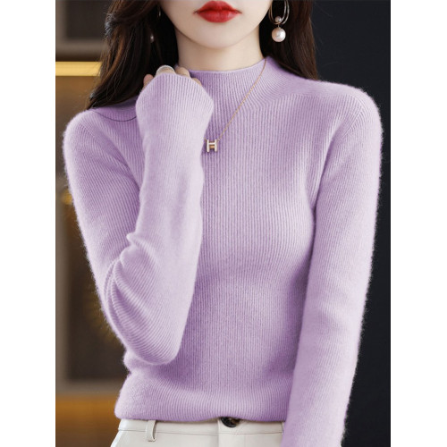 2025秋冬新款半高領100純色羊絨衫女毛衣修身內搭羊毛針織打底衫