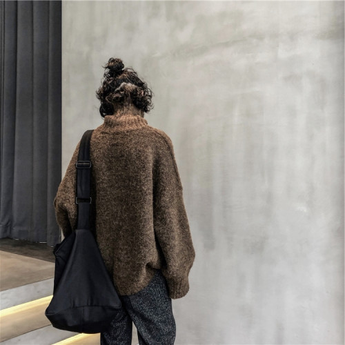 貉子毛高領外穿毛衣女慵懶寬松氣質冬季百搭羊毛加厚套頭針織上衣