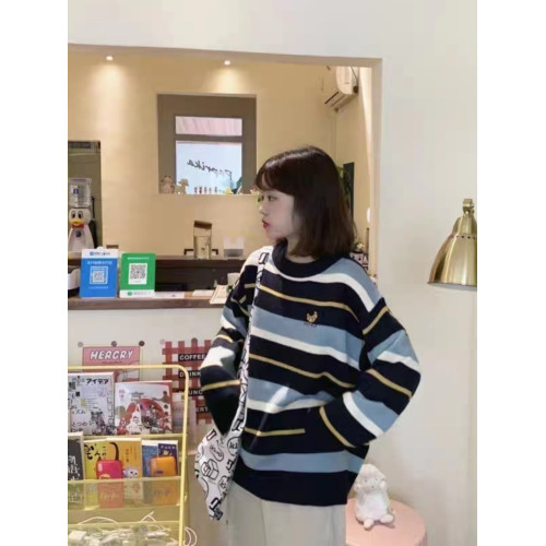 毛衣少女外穿秋冬裝2025新款初中高中學生寬松打底條紋可愛針織衫