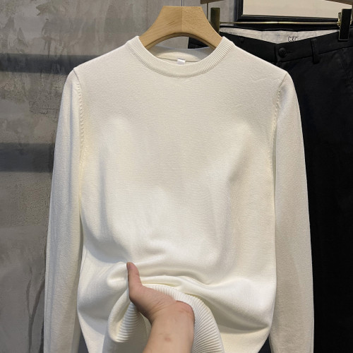 LUUD 莫代爾保暖圓領毛衣男秋冬季內搭毛線衣抗起球針織打底衫潮