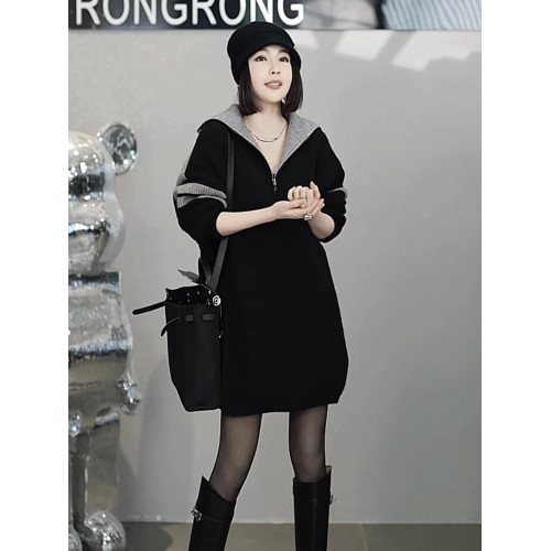 時尚中長款毛衣遮屁股洋氣2025冬季新款女大碼寬松加厚套頭上衣