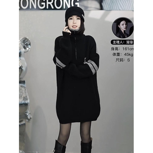 時尚中長款毛衣遮屁股洋氣2025冬季新款女大碼寬松加厚套頭上衣