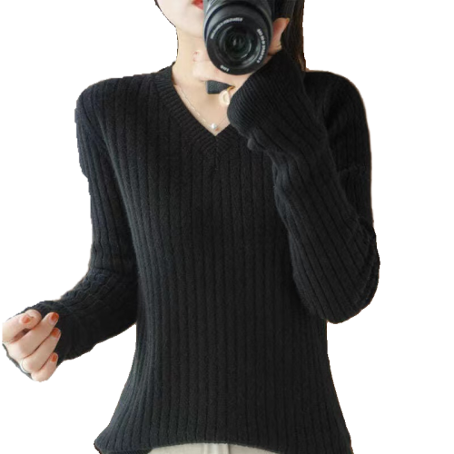 出口意大利大牌原單撤櫃餘單秋冬羊毛毛衣女寬松純色V領上衣