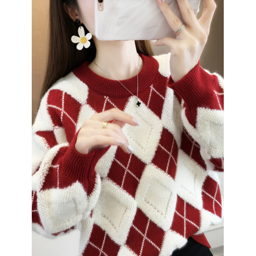 秋季2025新款娃娃領假兩件上衣女士毛衣冬裝加厚爆款內搭新年春節