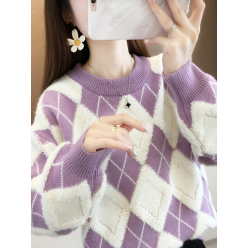 秋季2025新款娃娃領假兩件上衣女士毛衣冬裝加厚爆款內搭新年春節