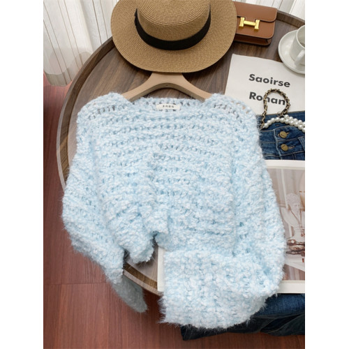 專櫃撤迴大牌剪標女裝韓系ins馬海毛毛衣女秋季百搭顯瘦短款上衣