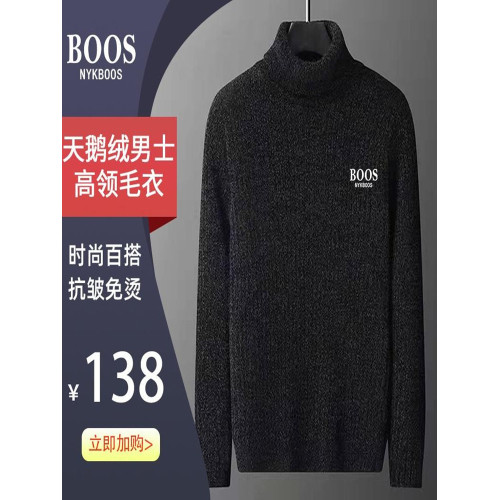NYKBOOS男裝高檔男士水貂絨毛衣秋冬加厚高領套頭打底保暖針織衫