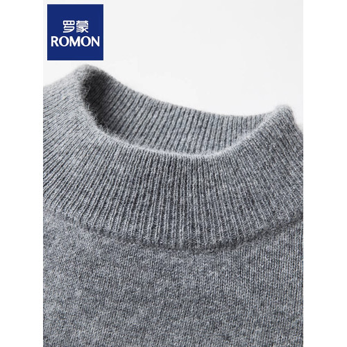 羅矇秋冬款加厚羊毛衫男士半高領針織純色內搭打底保暖中青年毛衣