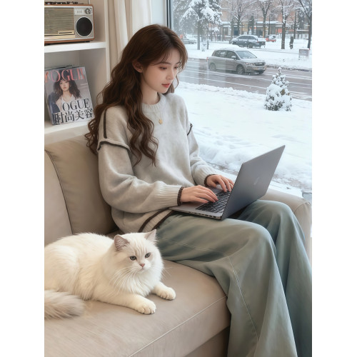 不規則設計感燕麥色針織毛衣女款2025年秋冬季新款獨特超好看上衣