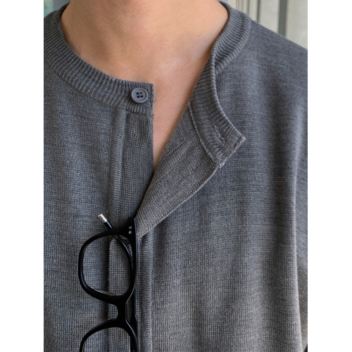 MRCYC短袖針織開衫T恤男夏季韓系潮流老錢風寬鬆純色半袖開衫外套