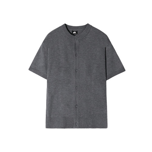 MRCYC短袖針織開衫T恤男夏季韓系潮流老錢風寬鬆純色半袖開衫外套