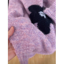 韓系溫柔風芋泥紫色軟糯浣熊絨毛衣女秋冬季設計感加厚寬松針織衫