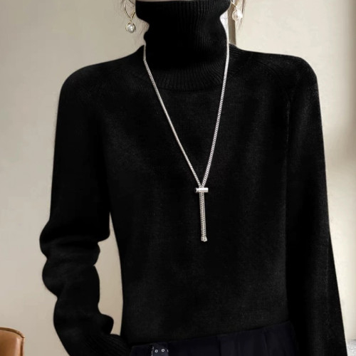 鄂爾多斯市100%純羊絨衫女冬季高領加厚針織毛衣秋冬款打底羊毛衫