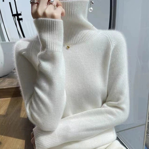 鄂爾多斯市100%純羊絨衫女冬季高領加厚針織毛衣秋冬款打底羊毛衫