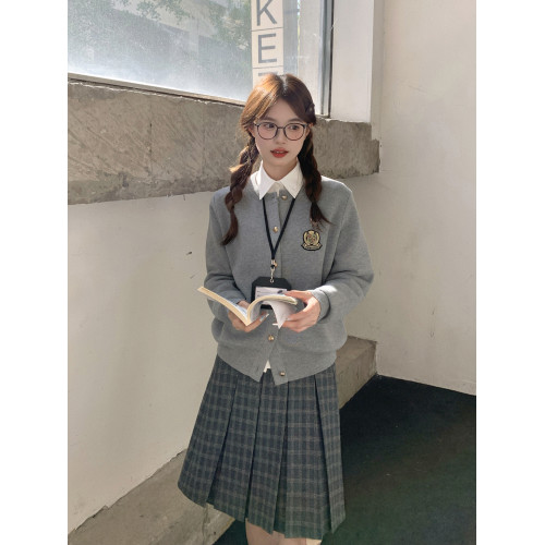 東京嵗時記jk灰色毛衣小個子毛針織開衫上衣女慵懶風顯瘦秋冬穿搭