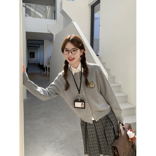 東京嵗時記jk灰色毛衣小個子毛針織開衫上衣女慵懶風顯瘦秋冬穿搭