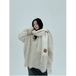 廢柴秋冬慵嬾松弛感毛絨絨短款圓領毛衣女寬鬆復古氛圍感針織上衣